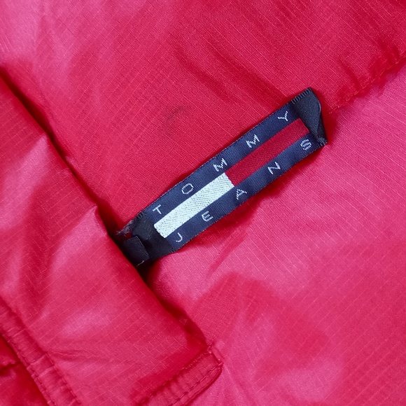 Vintage 90s Tommy Hilfiger Goose Down Puffer Jacket RED - Picture 3 of 14